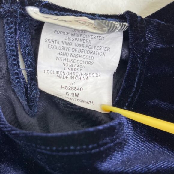 Rare Editions Navy Blue Velvet Lace Rhinestone Dress Bottom Set Girls 6-9 Months - Picture 9 of 13